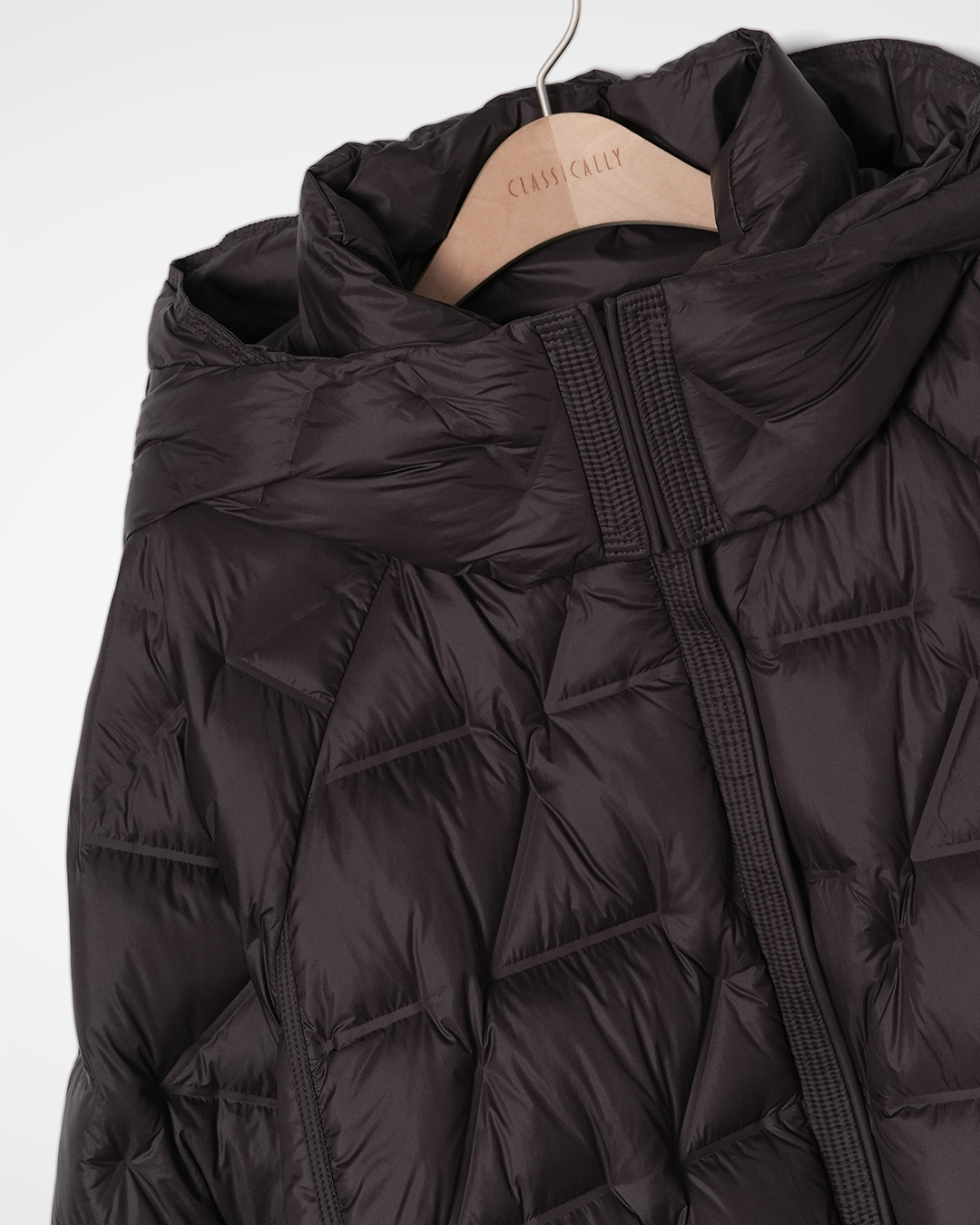 Mocha Hooded Goose Down Coat 제품 사진 2