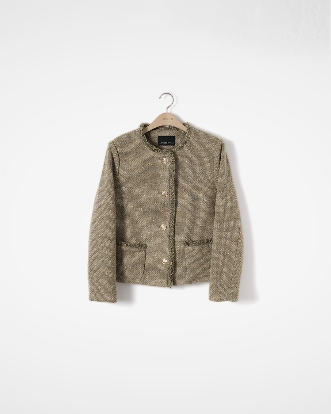 Wool Round Neck Tweed Jacket 상품 사진